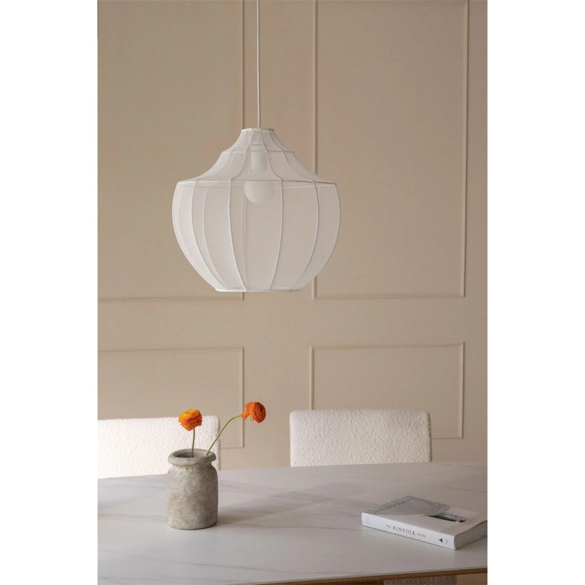 Lampa sufitowa z metalu i tkaniny biała Adaya Ø45 cm