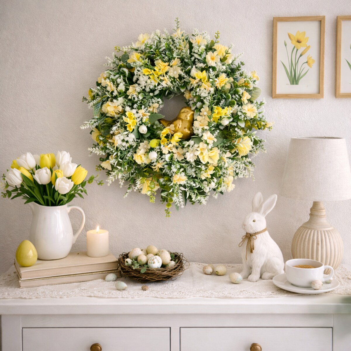 Wiosenny wianek stroik wielkanocny ERIN 50 cm