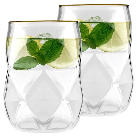 Komplet 2 szklanki 450 ml ze złotym rantem Geo Gold 32095