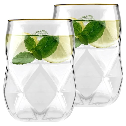 Komplet 2 szklanki 450 ml ze złotym rantem Geo Gold 32095