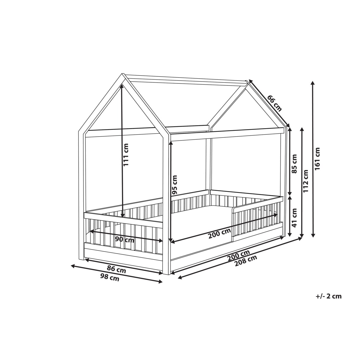 Łóżko dziecięce Domek Drewno sosnowe COSSAYE 90 x 200 cm Biały