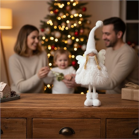 Aniołek Figurka Stojący 50 Cm Świąteczny Boże Narodzenie Biała Czapka