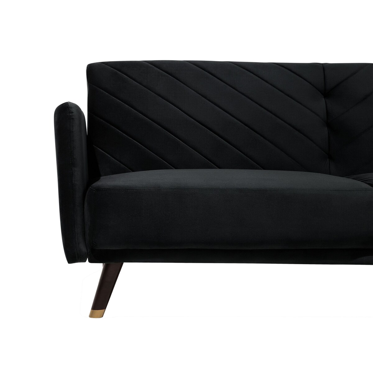 Sofa rozkładana welurowa czarna SENJA