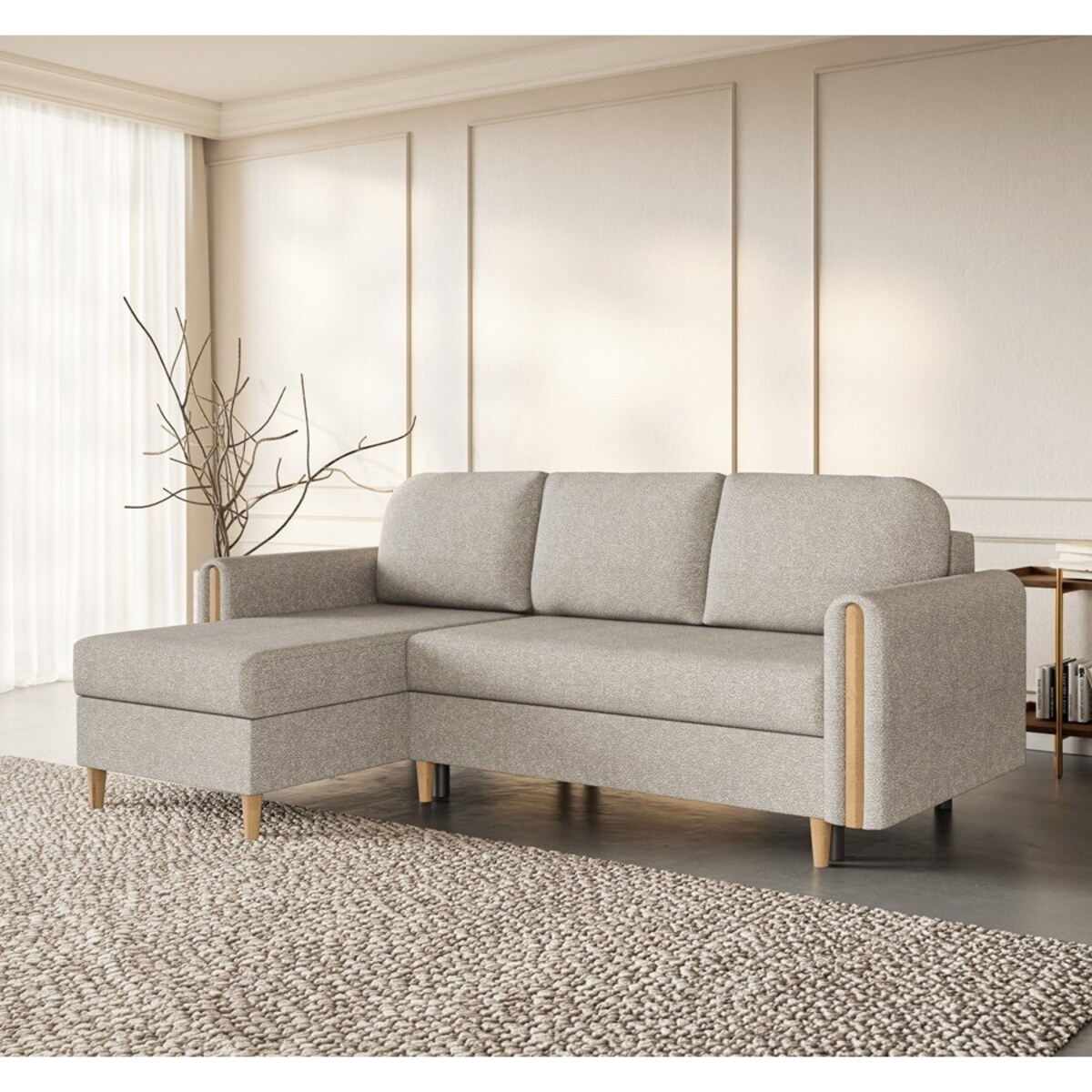 Lewostronny narożnik GALOS z funkcją spania - beżowy