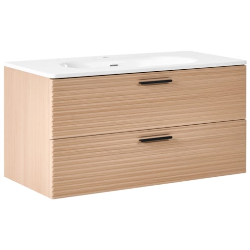 Szafka łazienkowa wisząca z umywalką ARAPA 100 cm Jasnobrązowy