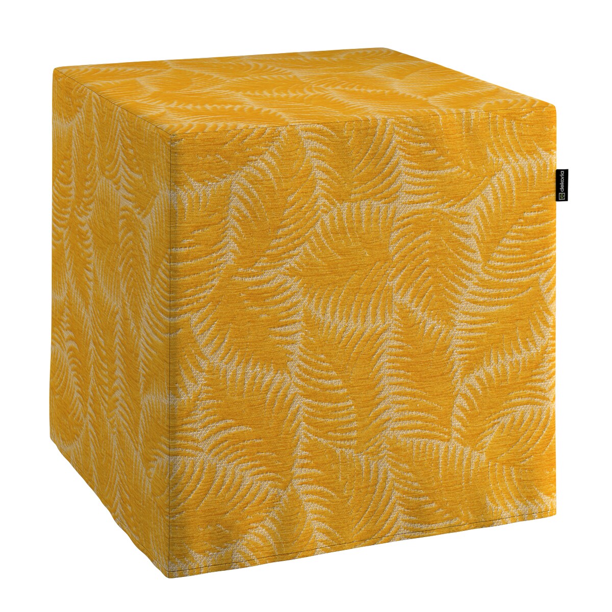 Pufa kostka, miodowe liście paproci na beżowym tle, 40 x 40 x 40 cm, Cosy Home