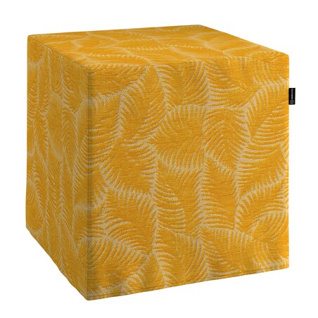 Pufa kostka, miodowe liście paproci na beżowym tle, 40 x 40 x 40 cm, Cosy Home