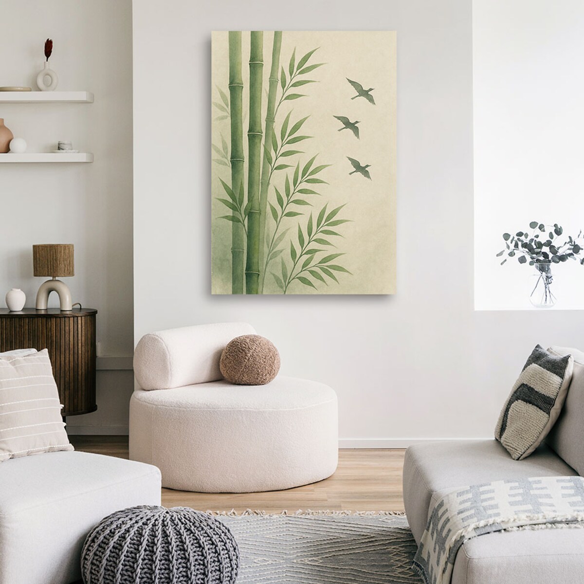 Feeby Obraz na płótnie, Bambusy Liście Akwarela 80x120