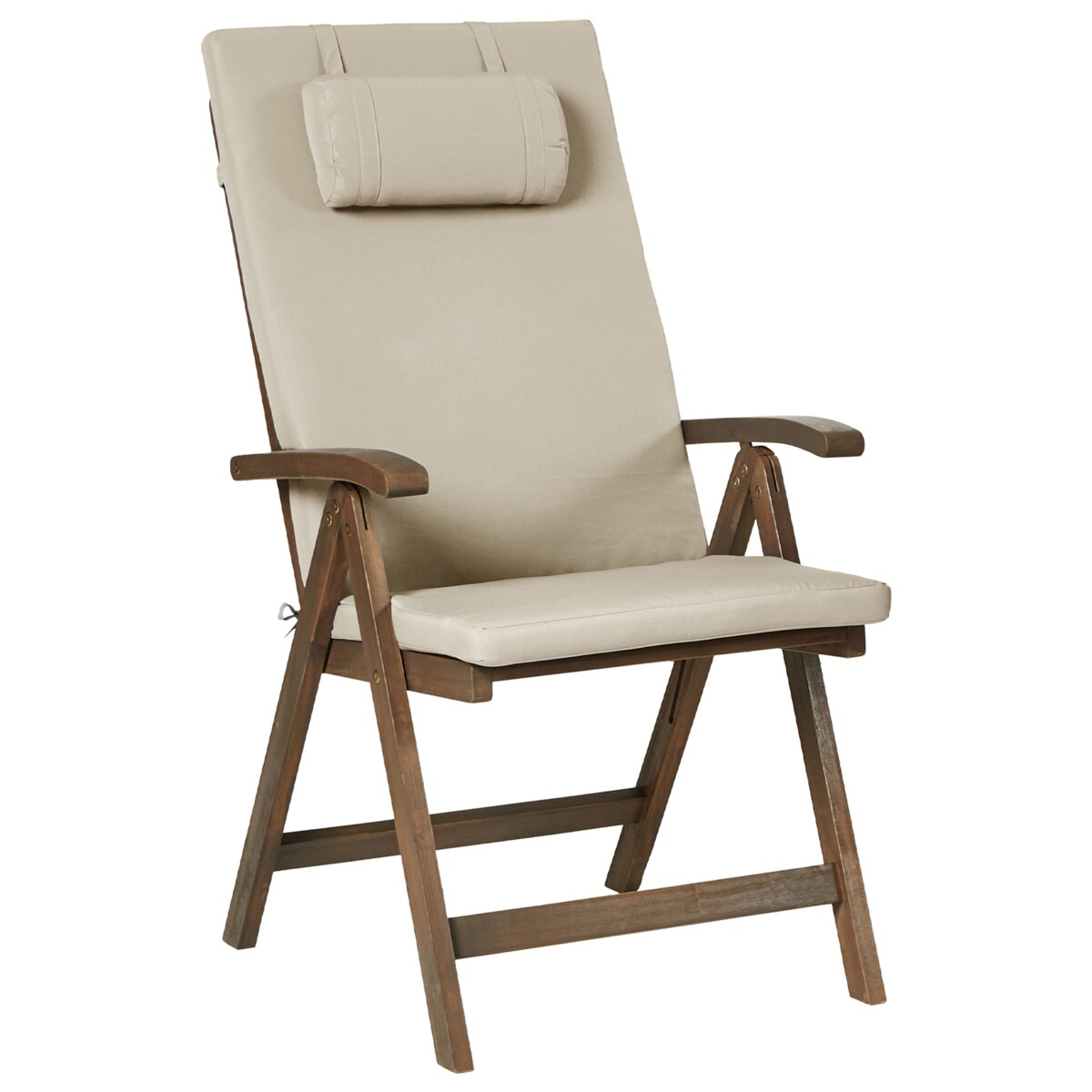 Zestaw 2 krzeseł ogrodowych z poduszkami AMANTEA PREMIUM Drewno akacjowe Beżowoszary