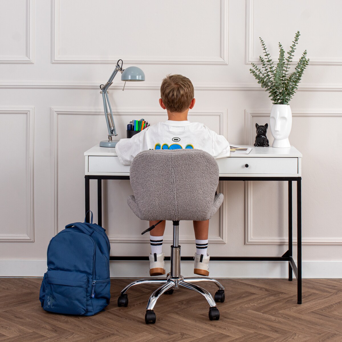 Fotel do biura obrotowy nowoczesny szary