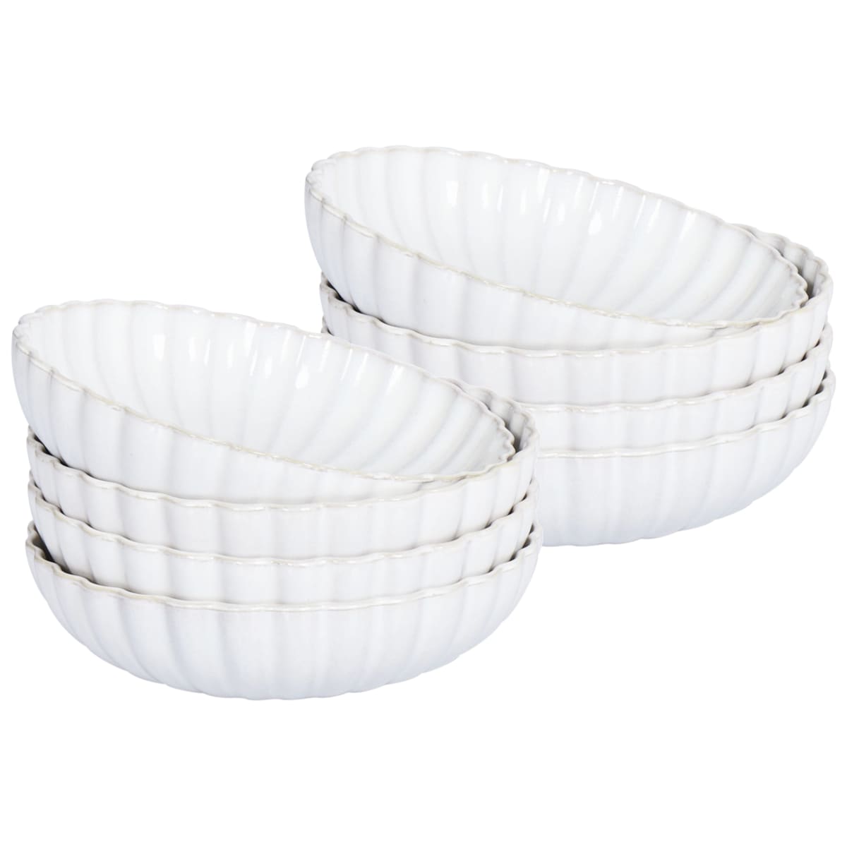 Zestaw 8 głębokich talerzy NETTLE Kamionka Złamana biel