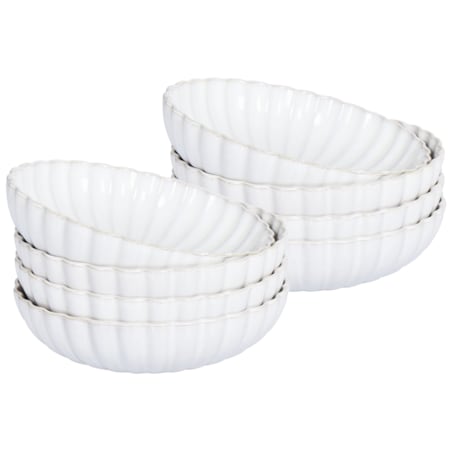 Zestaw 8 głębokich talerzy NETTLE Kamionka Złamana biel