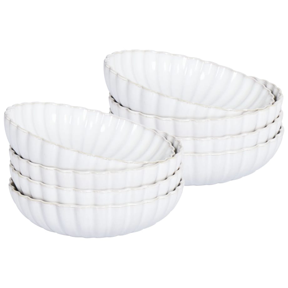 Zestaw 8 głębokich talerzy NETTLE Kamionka Złamana biel