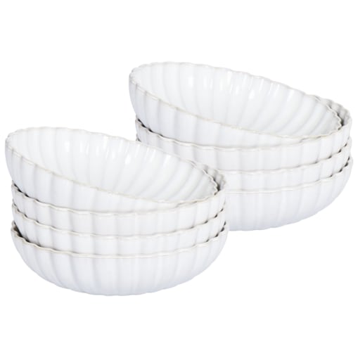 Zestaw 8 głębokich talerzy NETTLE Kamionka Złamana biel