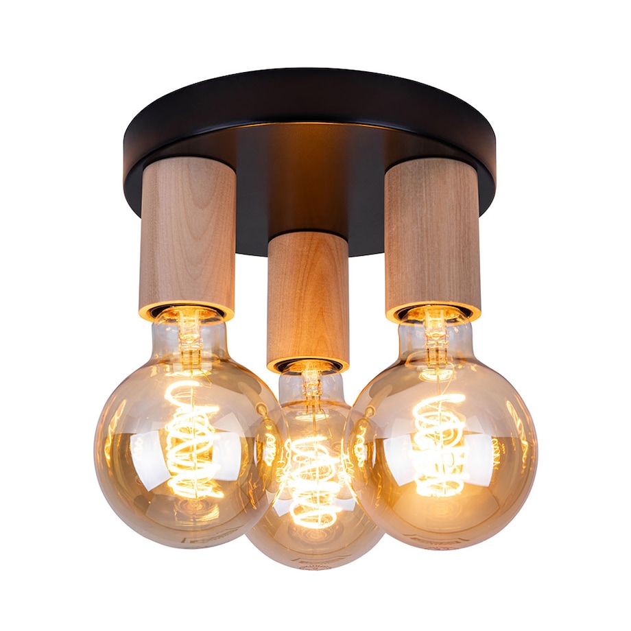 Drewniana Lampa Sufitowa BRITOP Lighting 3xE27 Max.15W LED Naturalna Brzoza FSC z Akcentem Czerni, 1szt.