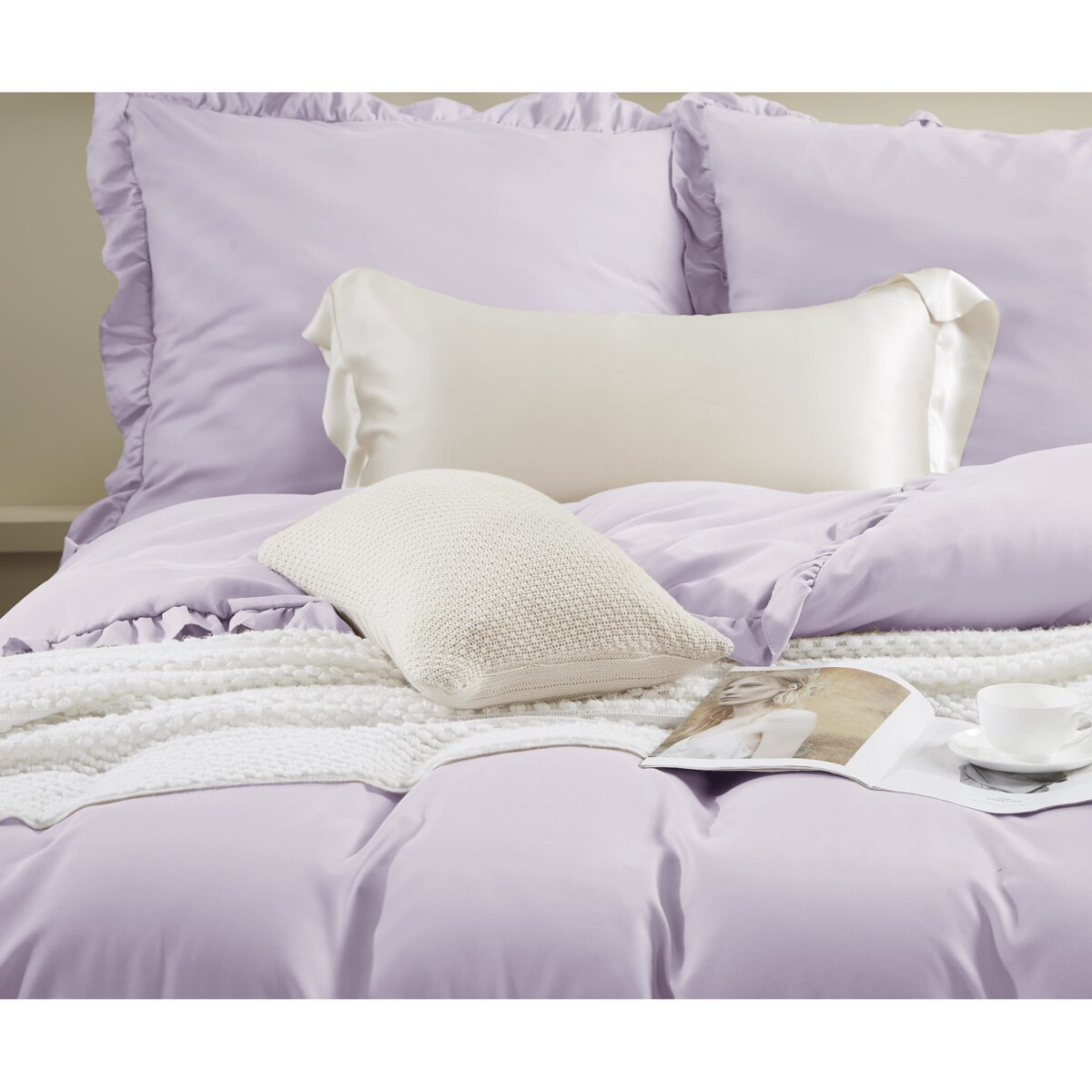 Wrzosowa Pościel z Falbanką 220x200 Ruffy