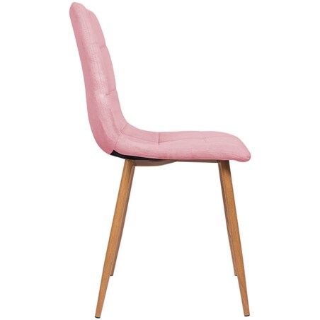 Krzesło tapicerowane do salonu welurowe pikowane różowe