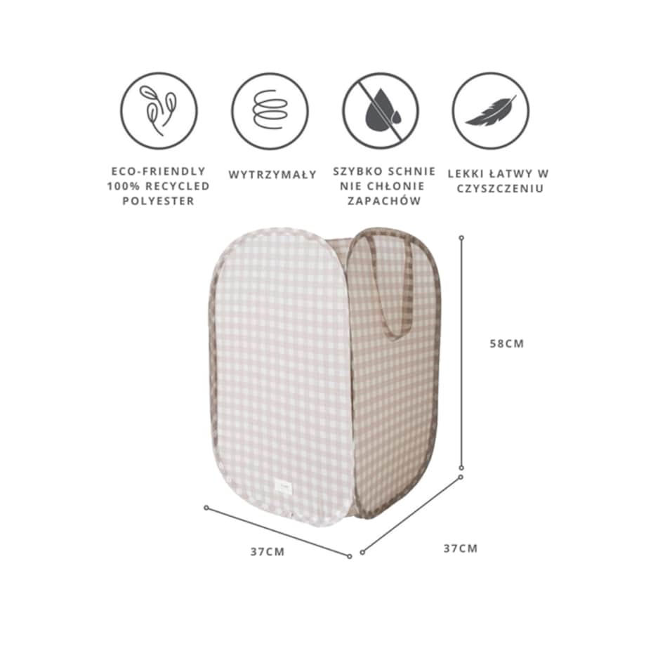 3 Sprouts Kosz Na Pranie i Zabawki Pop-up Gingham Beige