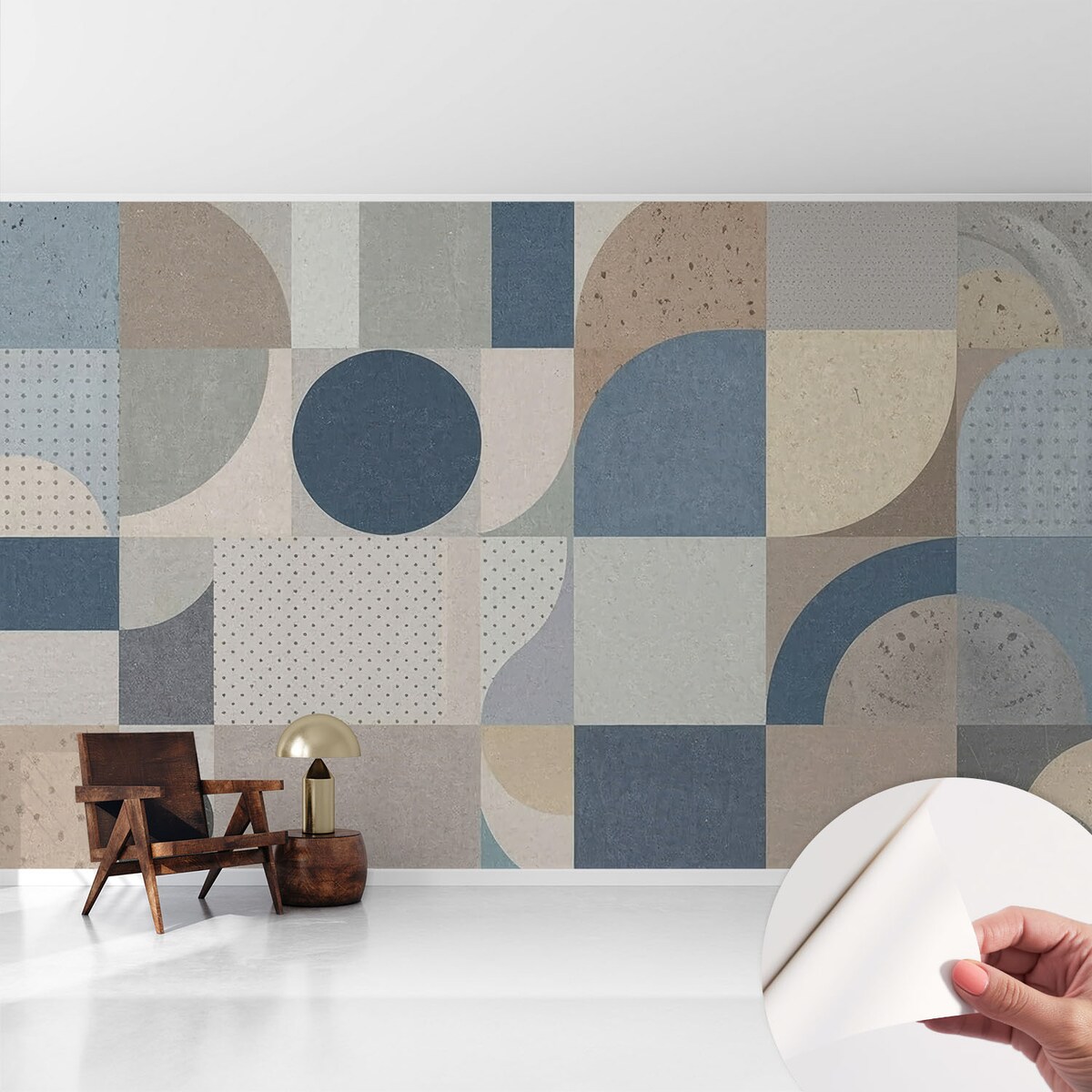 Fototapeta samoprzylepna 416x254 cm - Geometryczna mozaika, tapeta ścienna szara