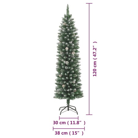 vidaXL Sztuczna, wąska choinka ze stojakiem, 120 cm, PVC