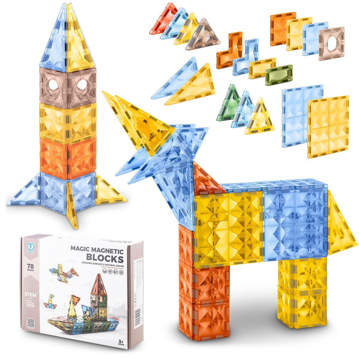 Klocki magnetyczne edukacyjne konstrukcyjne 3d Ricokids