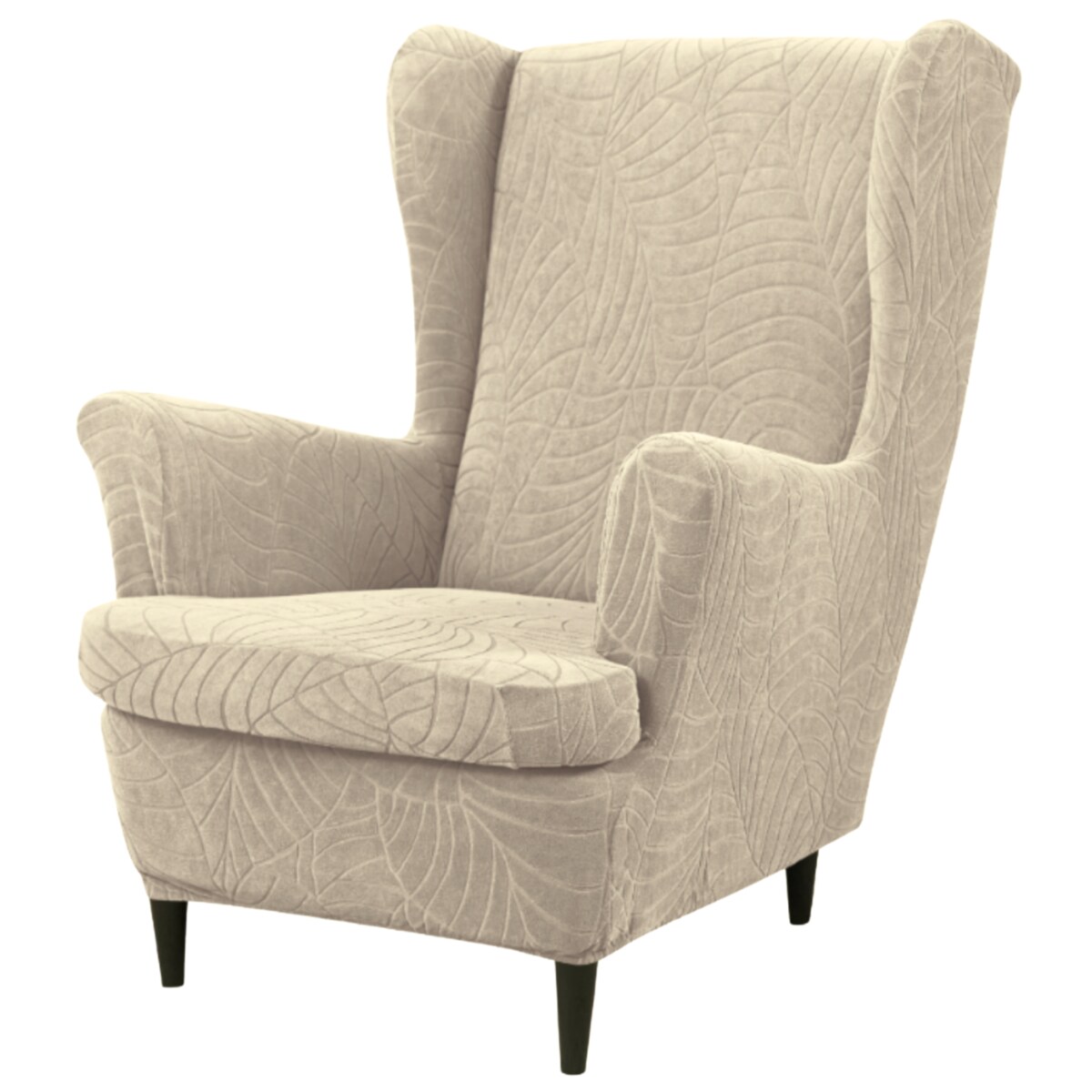 POKROWIEC NA FOTEL USZAK BEŻ KASZMIROWY WELUR ŻAKARD WZORY ELASTYCZNY [30-Z3-BKA]