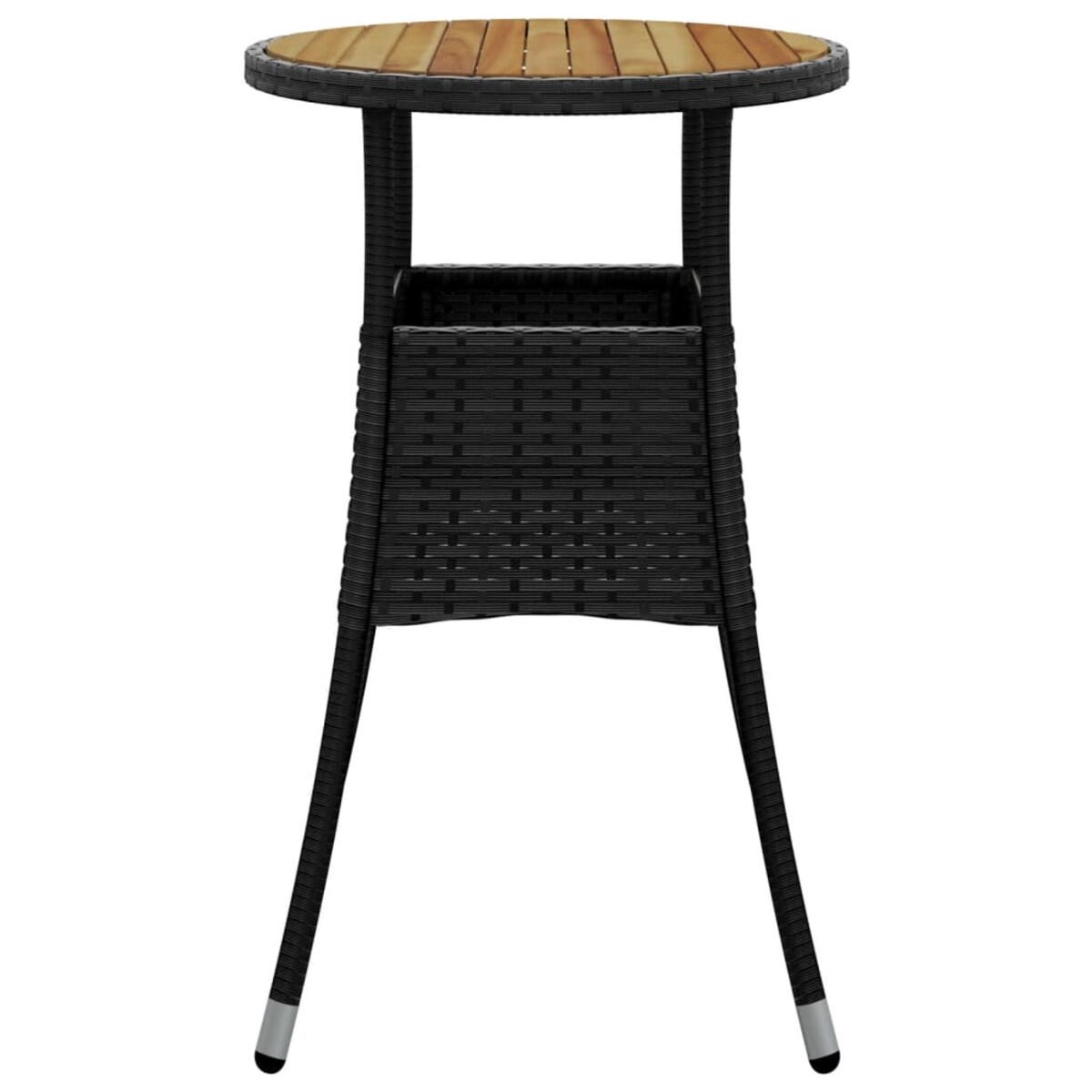 vidaXL Stolik ogrodowy, Ø60x75 cm, akacja i rattan PE, czarny