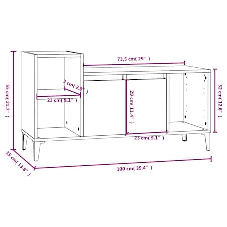vidaXL Szafka pod telewizor, brązowy dąb, 100x35x55 cm