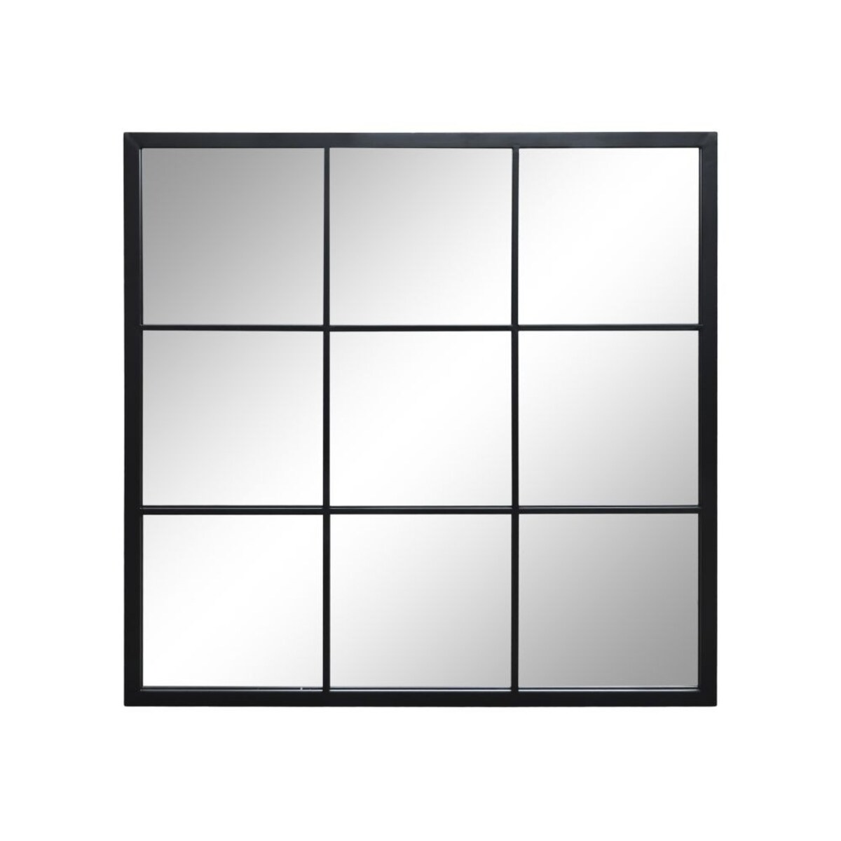 Lustro okno czarne ze szprosami 90x90 cm