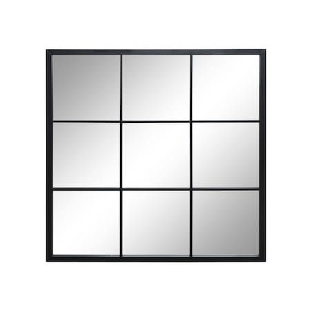 Lustro okno czarne ze szprosami 90x90 cm