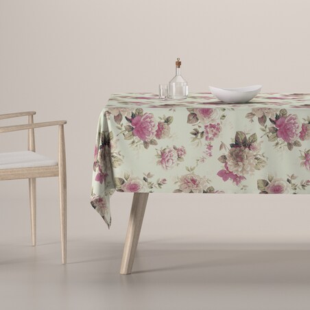 Obrus prostokątny 100 x 100 cm różowo-beżowe róże na kremowym tle
