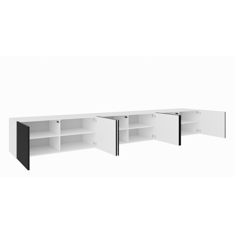 Szafka RTV LION 300 zamknięta pod telewizor, do salonu-biały+czarny