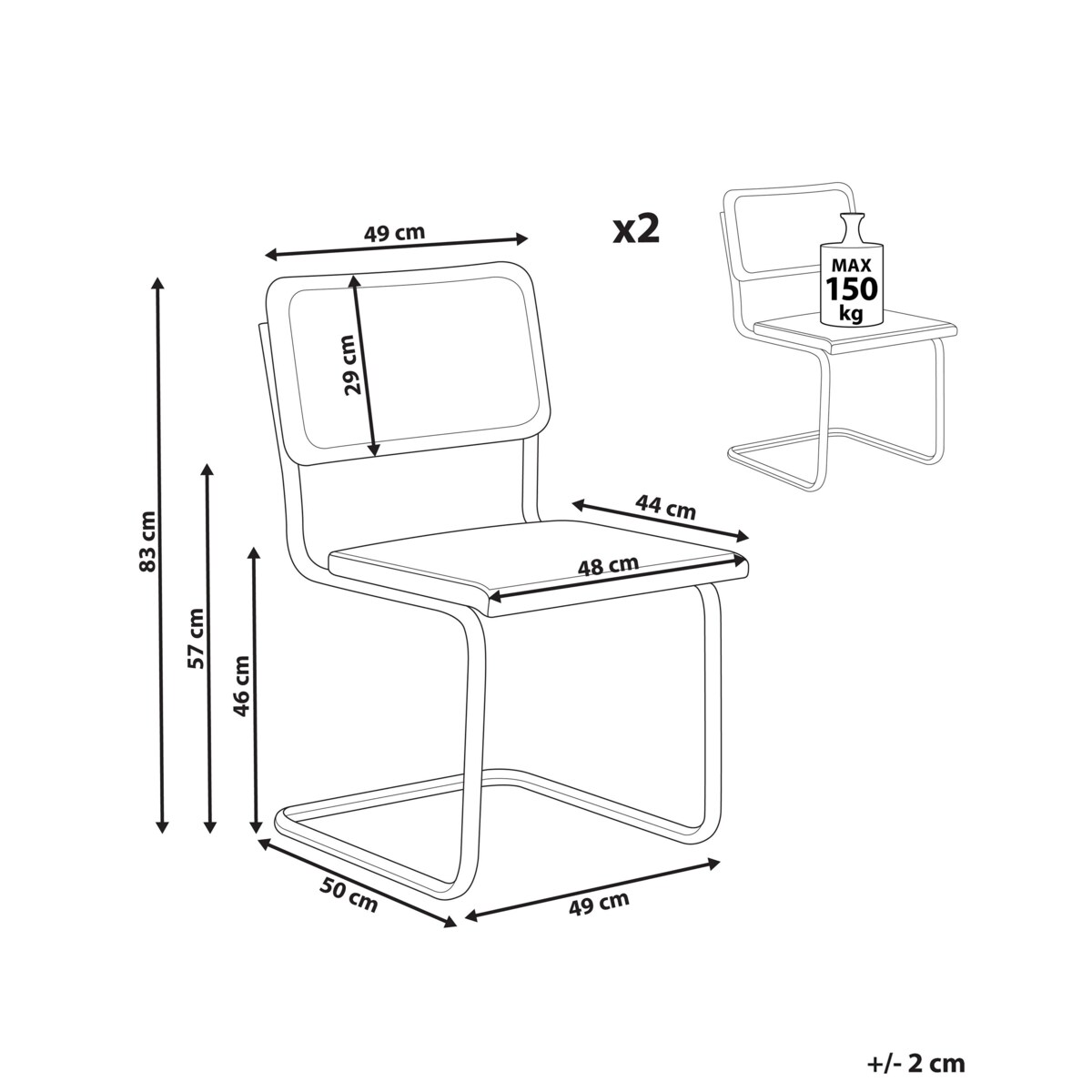 Zestaw 2 krzeseł do jadalni CORDOVA Rattan Jasne drewno
