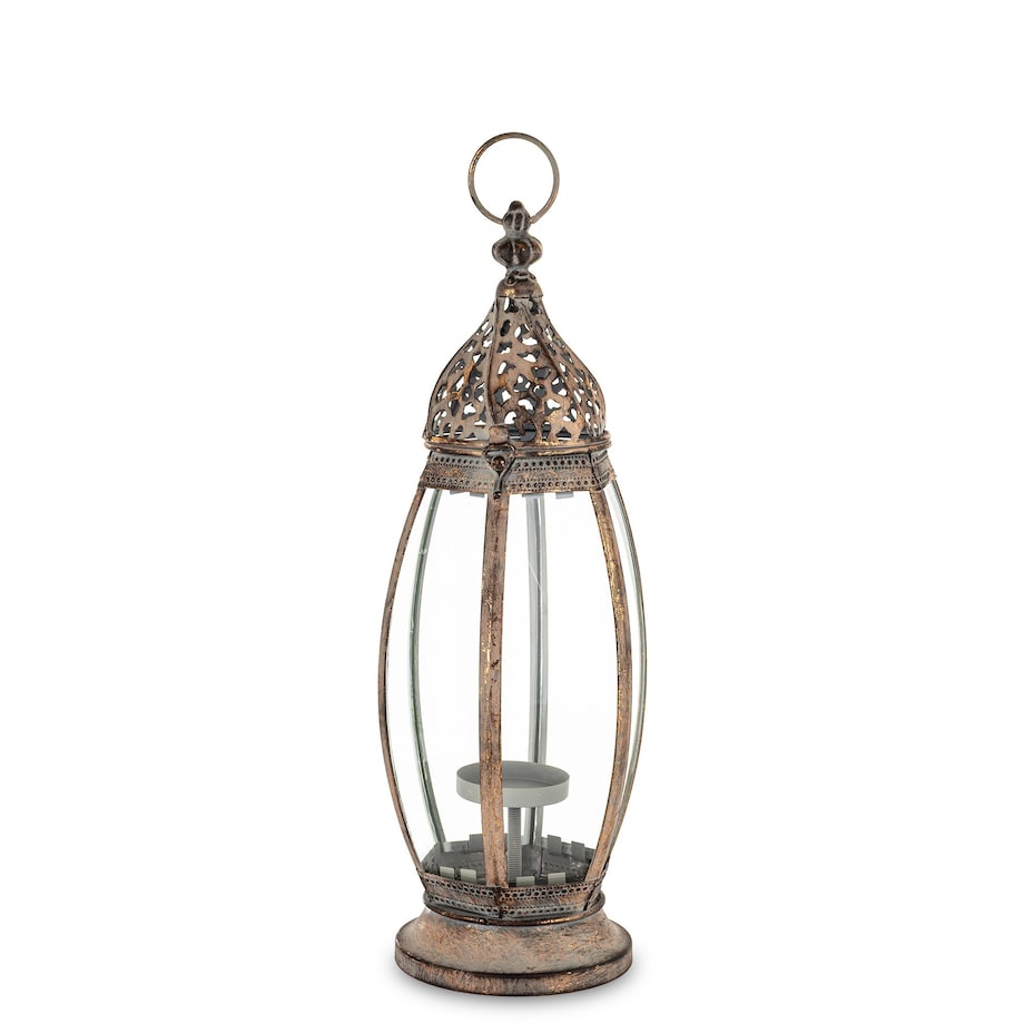 Lampion metalowy ze szkłem 45x14x14 cm OVALENA small