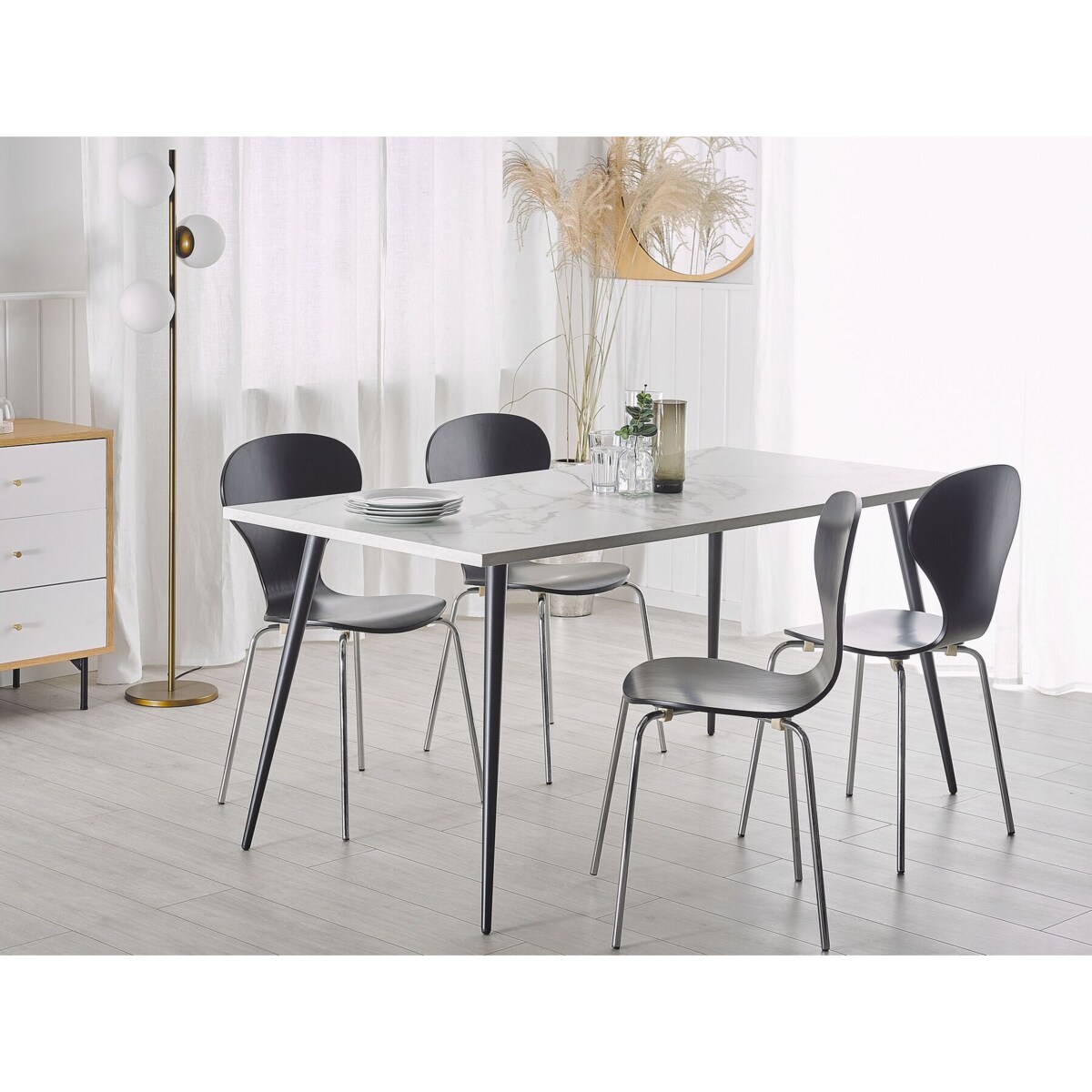 Stół do jadalni 160 x 80 cm efekt marmuru biało-czarny SANTIAGO