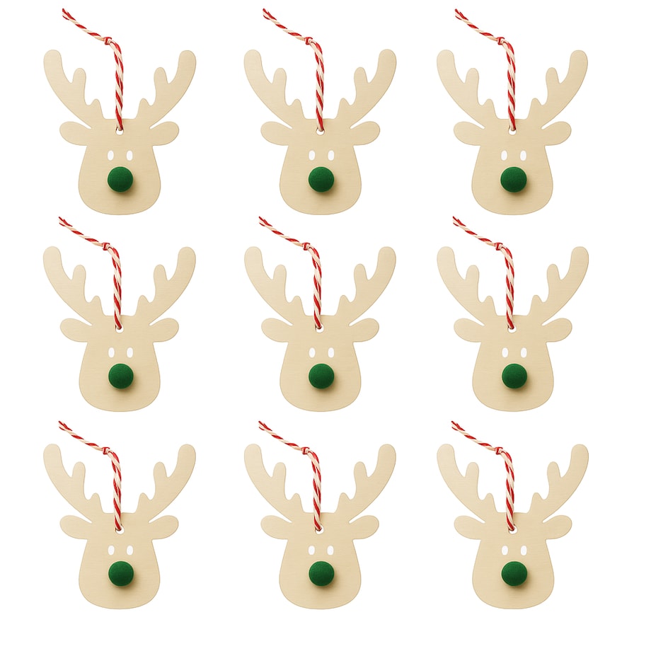 Zawieszki drewniane RENIFERY na choinkę ozdoby zestaw na prezent w pudełku