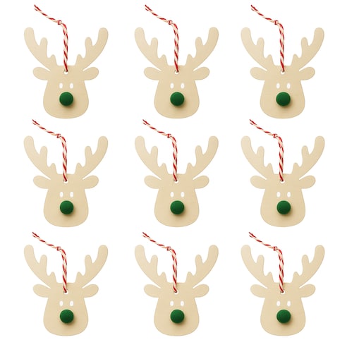 Zawieszki drewniane RENIFERY na choinkę ozdoby zestaw na prezent w pudełku