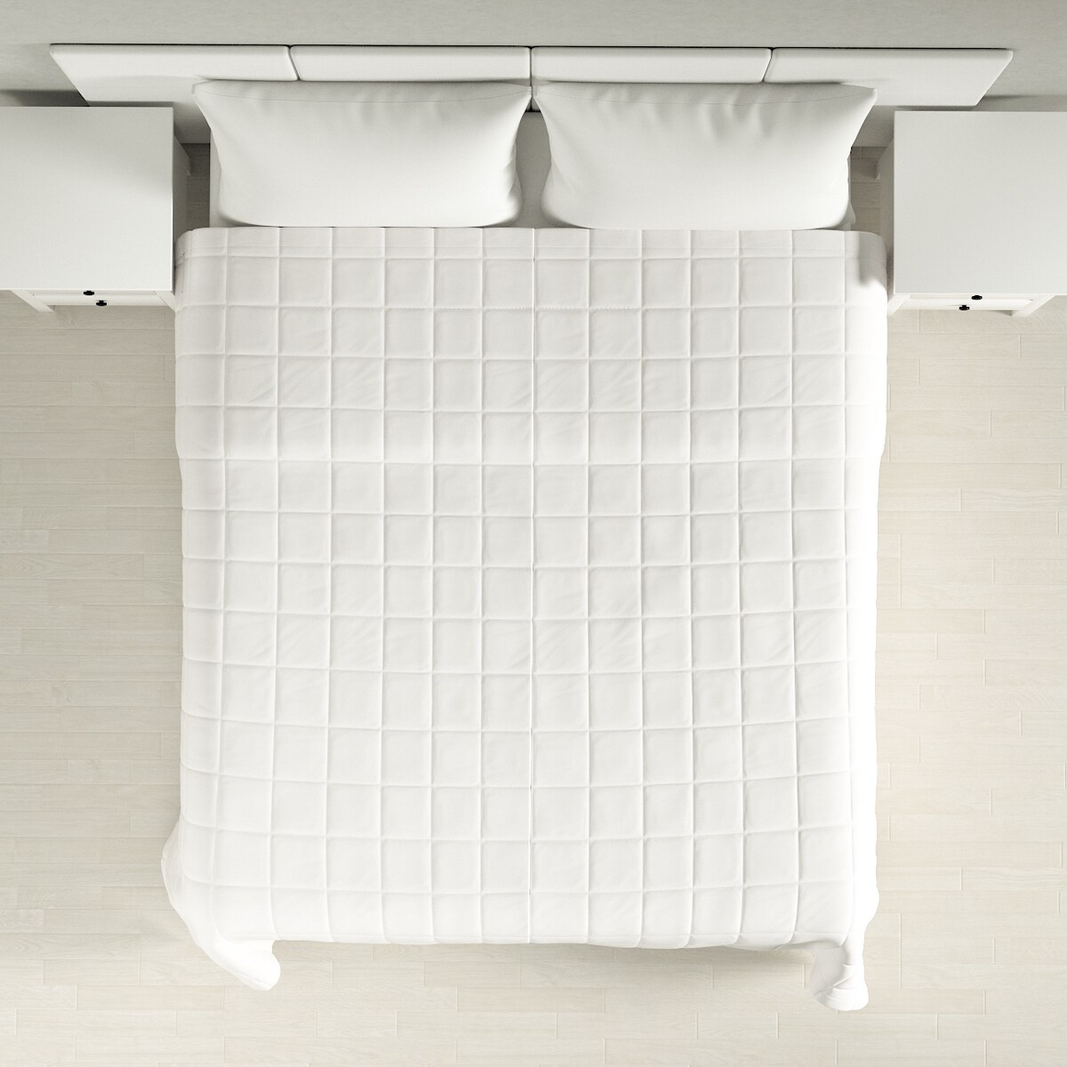 Narzuta pikowana w kratę 200x210 biały