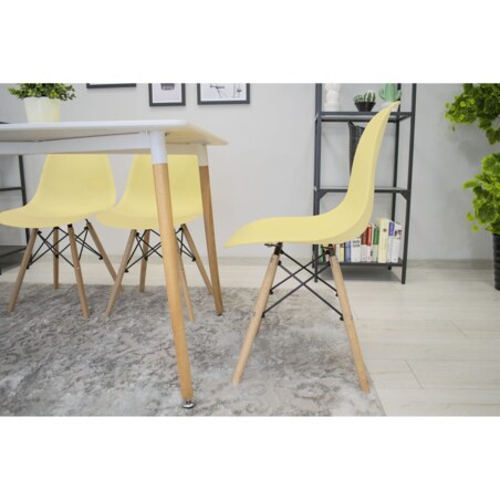 Krzesło Do Jadalni Kuchni Salonu Osaka Kremowe / Nogi Naturalne X 2