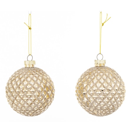 Bombka szklana 2 szt. złote Ø 8 cm RASTER