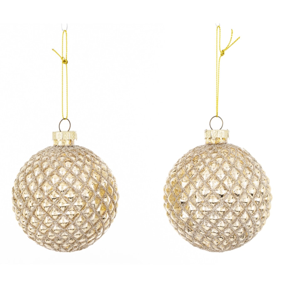 Bombka szklana 2 szt. złote Ø 8 cm RASTER