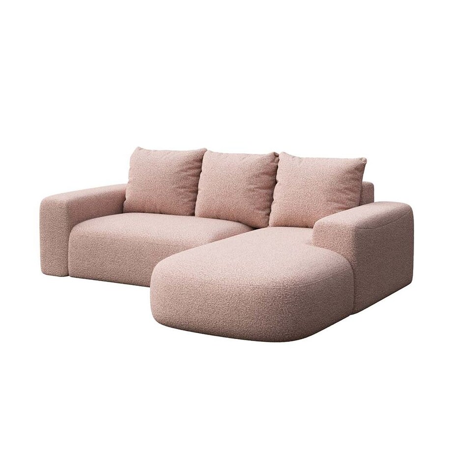 Monce Sofa narożna prawa pastelowy różowa