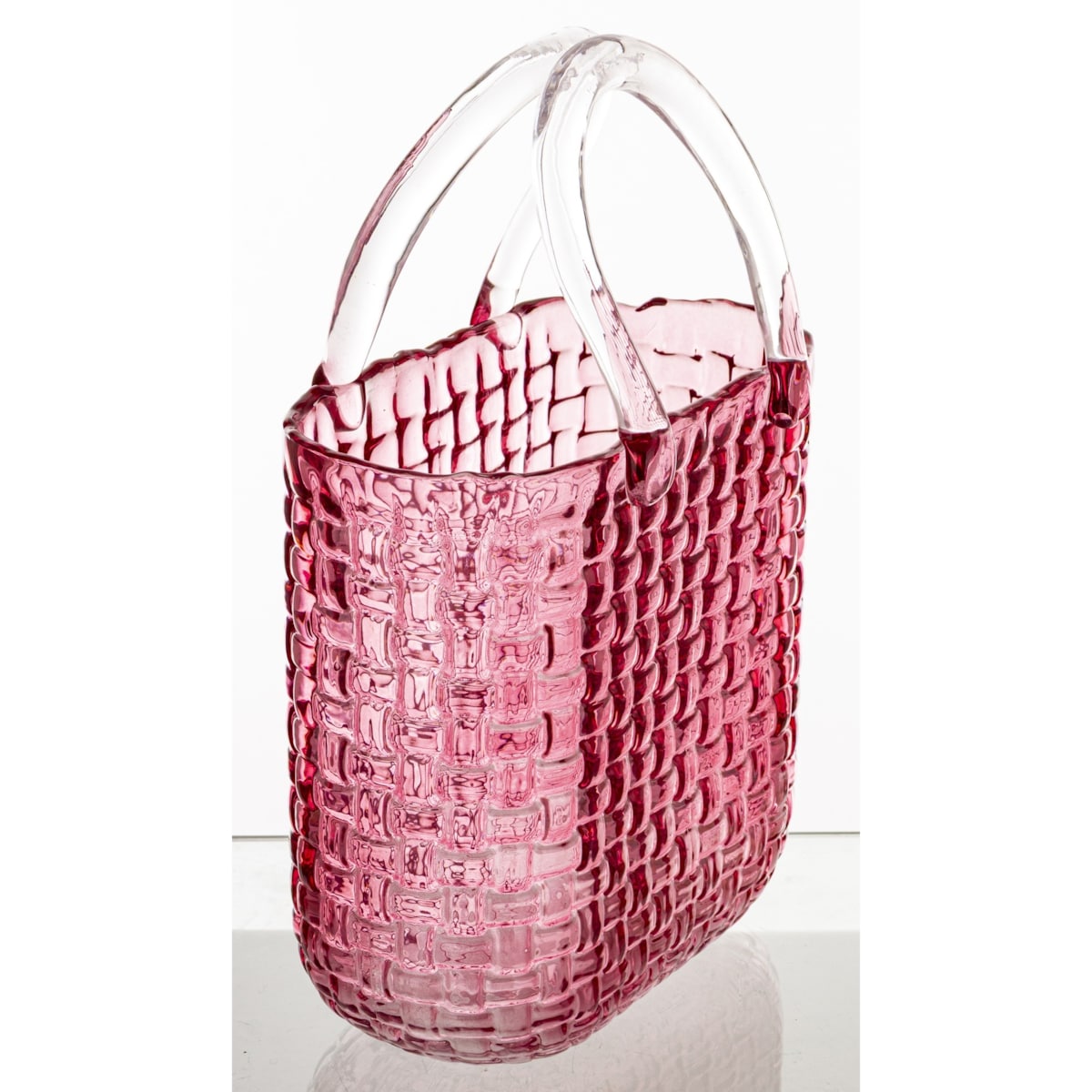 Wazon szklany 28x19x11 cm TORBA-3A różowa z transparentnymi uchwytami