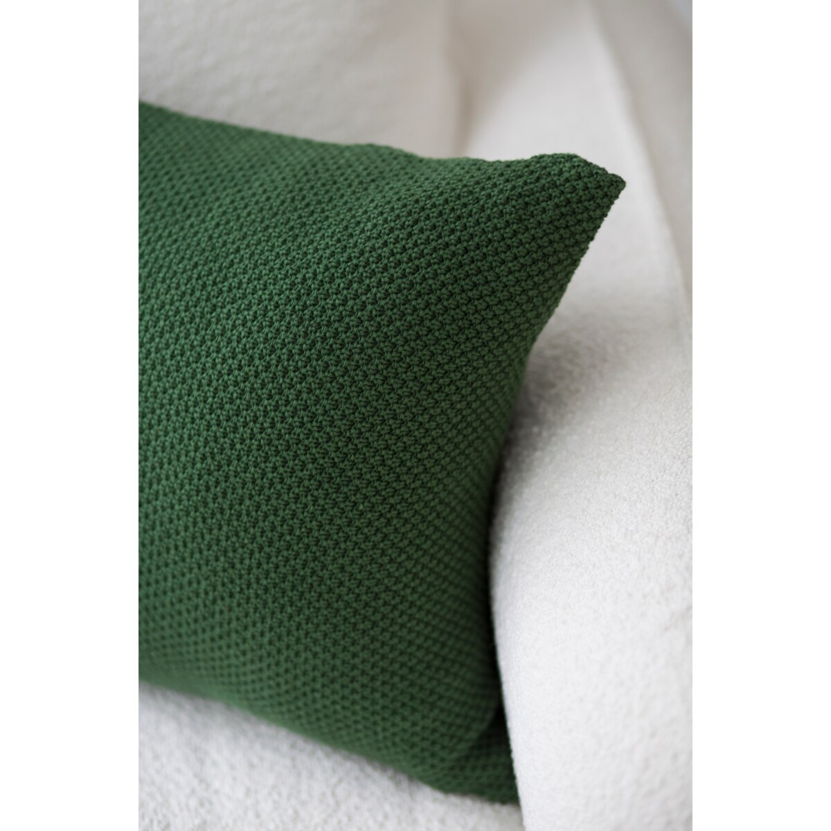 Poszewka pleciona podłużna zielona, 40 x 60 cm, La Manta