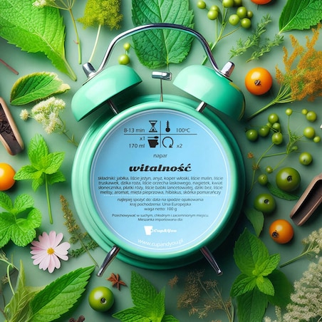 Herbata ziołowa WITALNOŚĆ o smaku czerwonych owoców z miętą PREMIUM Cup&You - herbata liściasta sypana mieszanka napar susz - gotowa na prezent upominek