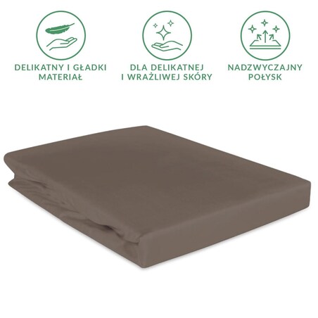 Prześcieradło satynowe z gumką 200x220 kolor Sepia