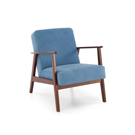 Fotel tapicerowany MILANO 1S niebieski/orzech