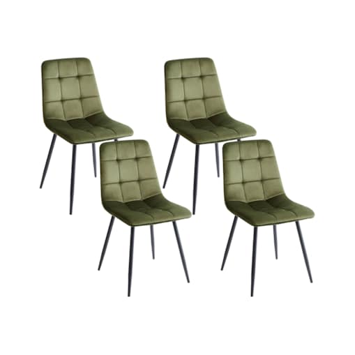 Zestaw 4 krzeseł do jadalni POWELL Welur Oliwkowy