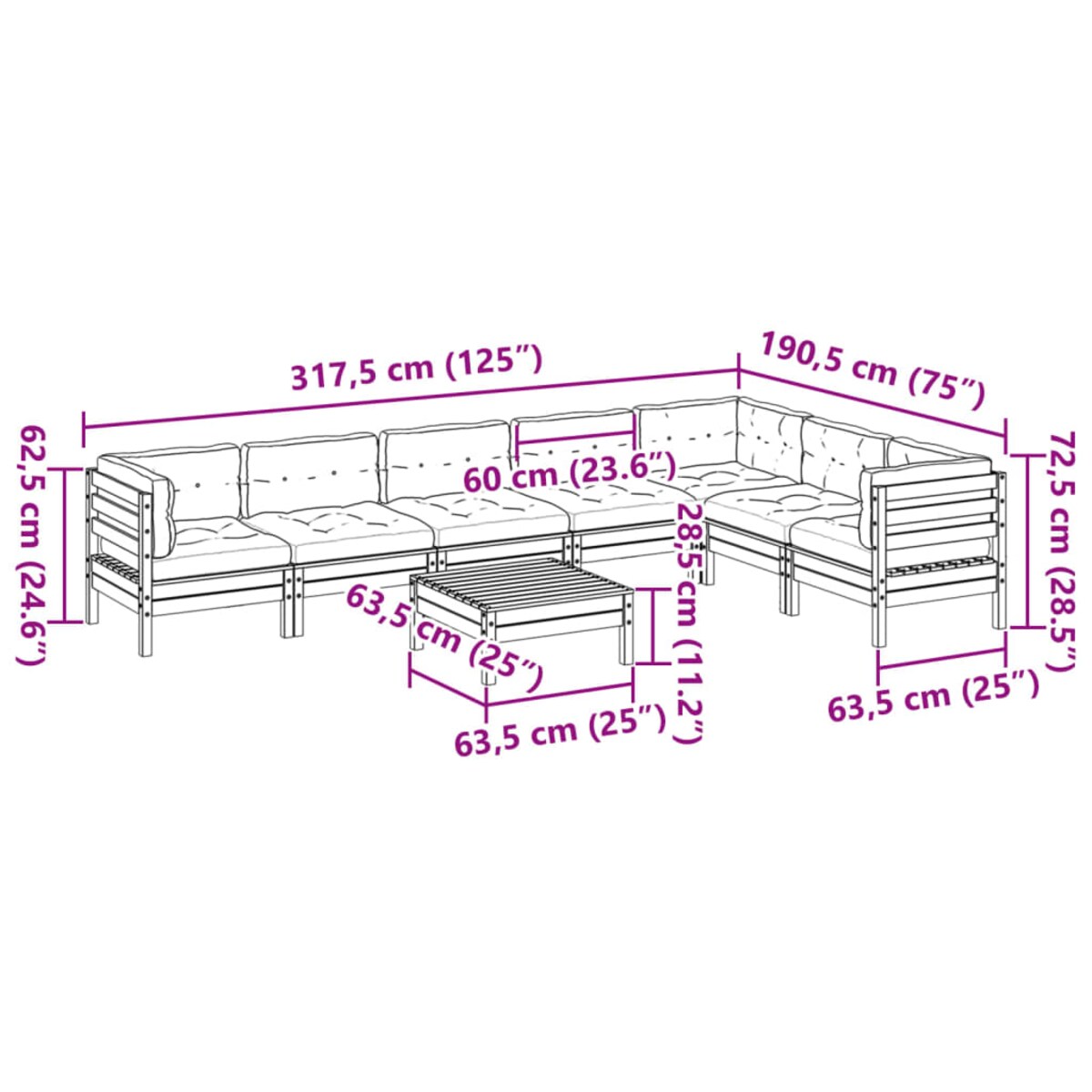 vidaXL 8-cz. zestaw wypoczynkowy do ogrodu, z poduszkami, woskowy brąz
