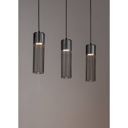 Kuchenna lampa wisząca Fobia druciana czarna srebrna